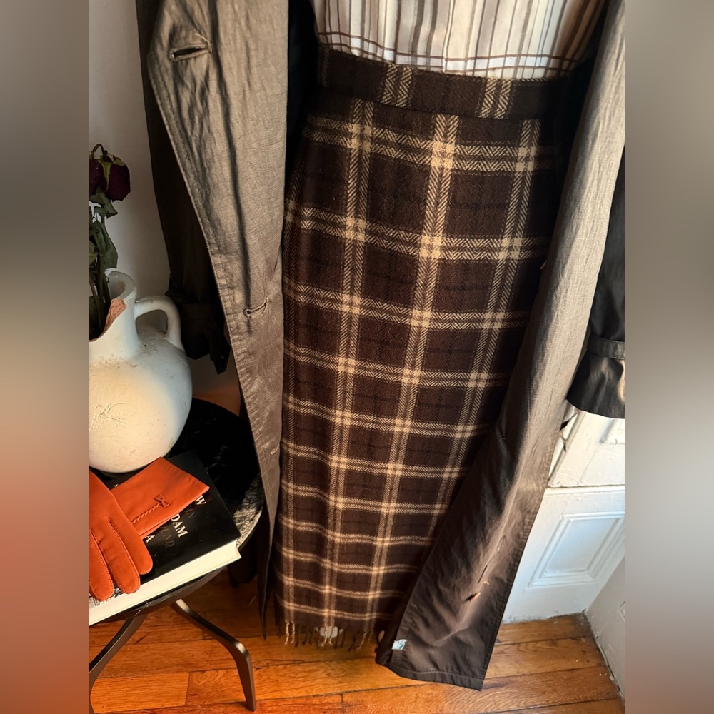 Checkered Briggs New York Brown Plaid High-Waisted Straight Column Fit